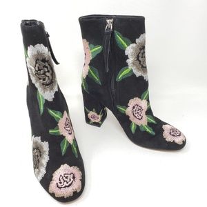 Rebecca Minkoff Floral Black Suede Boots Size 6.5